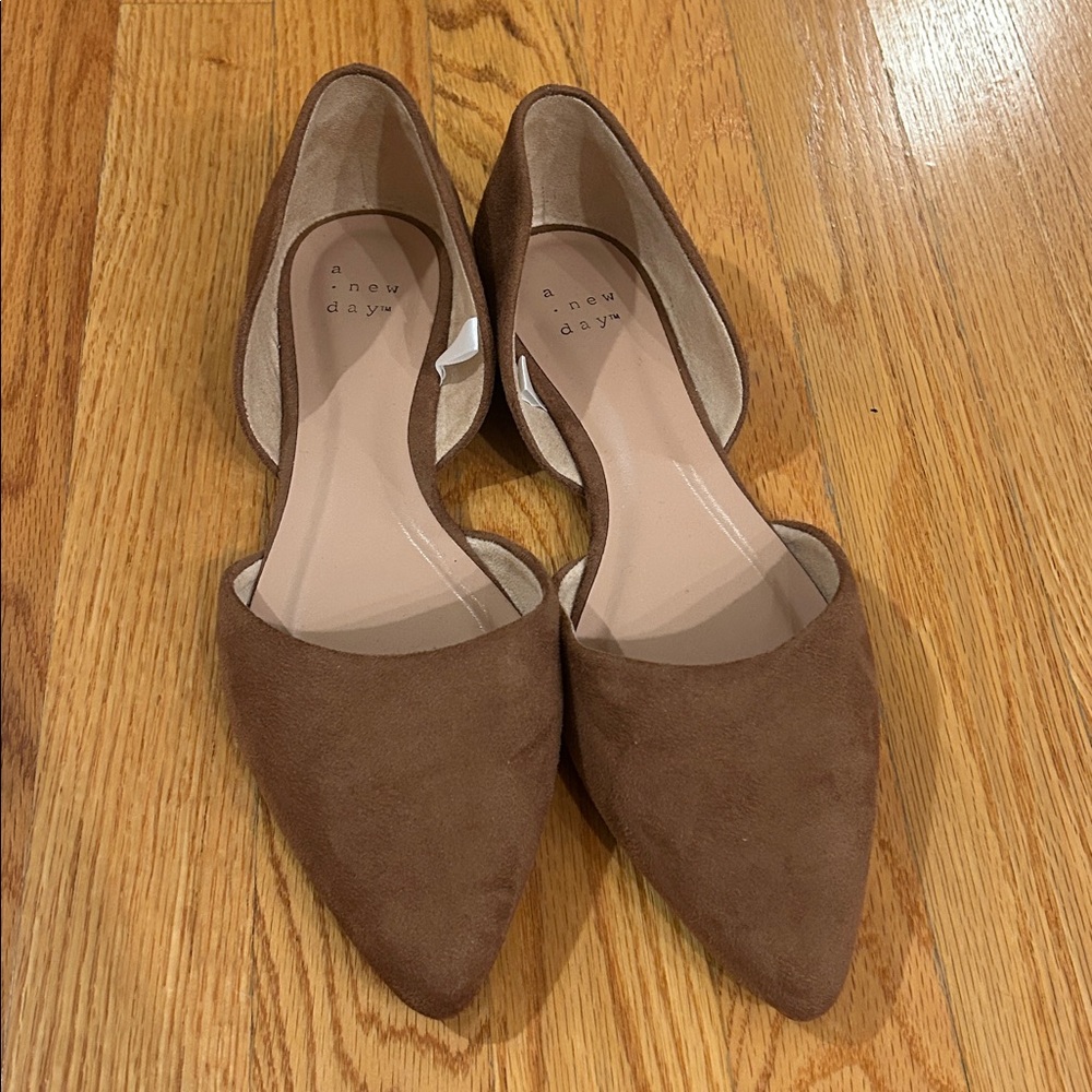 a new day Brown Suede Pointed Flats